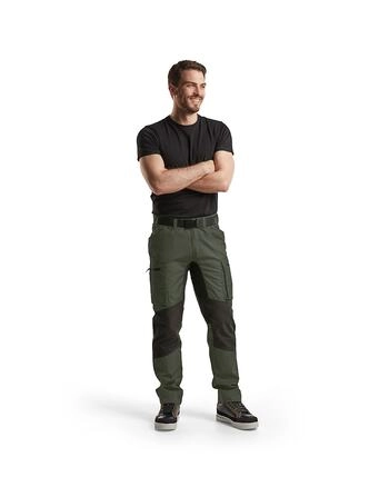 HLAČE  SERVICE STRETCH 1459, army green/black