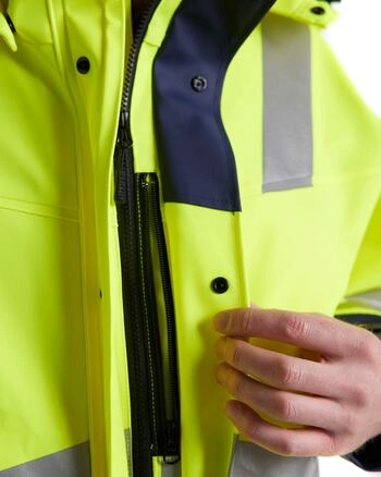 JAKNA DEŽNA OGNJEVARNA HI-VIS 4313, level II, rumena/modra